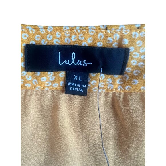 Lulus Castana Mustard Yellow Button-Up Dress With Ruffle Sleeves & Tie Back XL - Picture 3 of 16